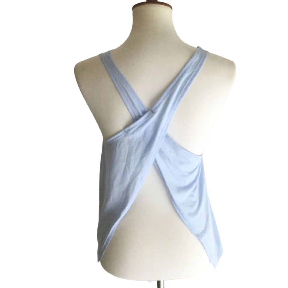 NIKE Running Dri-Fit Swoosh Crossback Tank Top Blue Sz Small